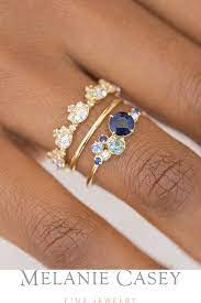 Blue Sapphire Indie Ring Stack Pink Sapphire Ring Engagement Gold Diamond Wedding Band Womens Engagement Rings