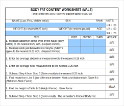 body fat chart templates 6 free excel pdf documents