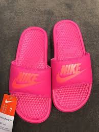 Black And Gold Nike Slides Womens Nike Slides Womens Deadly Pink Benassi Jdi Size 7 Ebay Pink Nike Slides Pink Nike Shoes Nike Slides For Girls