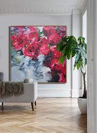 Start by using the paint in the largest area of the picture in the form of a backwash, keeping the another important point when learning how to oil paint is to get the layering of lights and darks. Cz Art Design Abstract Flower Oil Painting Large Abstract Floral Art Red Roses Textured Painti Abstract Flower Art Oil Painting Flowers Flower Art Painting
