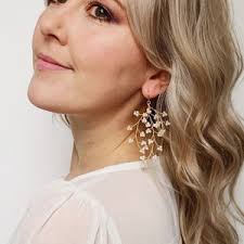 Silver Leaf Bridal Vine Earrings Long Bridal Earrings Dangle