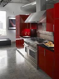 15 Contemporary Kitchen Designs With Red Cabinets Rilane We Aspire To Inspire Red Kitchen Red Kitchen Cabinets Contemporary Kitchen Design