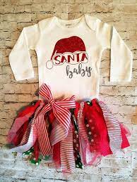 Baby Girl Clothes Christmas Outfit Santa By Trendiesttotsintown Baby Christmas Outfit Baby Girl Clothes Winter Baby Girl Christmas Outfit