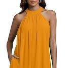 Amazon.com: LYANER Women's Halter Neck Sleeveless Chiffon Wide Leg Long  Pant Jumpsuit Romper Ginger Large : Clothing, Shoes & Jewelry