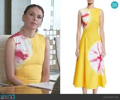 Black And Yellow Tie Dye Dress Liza S Yellow Tie Dye Dress On Younger Denim Midi Dress Tie Dye Dress Striped Knit Dress