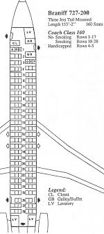 Vintage Airline Seat Map Braniff 727 200 Frequently Flying