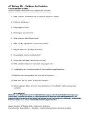 Students read the notes and the specified pages in the text. Ap Bio 004 Evidence For Evolution Worksheet Wl Pdf Ap Biology 004 Evidence For Evolution Video Review Sheet Course Hero