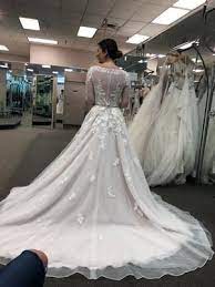 Illusion Sleeve Plunging Ball Gown Wedding Dress David S Bridal Ball Gown Wedding Dress Wedding Dresses Ball Gowns Wedding