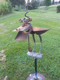 Dragon Bird Scoop Shovel Bird Feeder On A Perch Rusty Relics Metal Art Scrap Metal Art Metal Art Junk Metal Art
