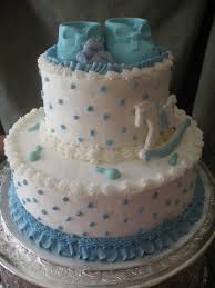 Joli Gateau Bleu Et Blanc Pour Petit Garcon Baby Shower Cakes For Boys Baby Shower Cakes Baby Boy Cakes