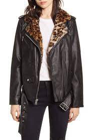 Levi S Oversize Faux Leather Moto Jacket With Faux Fur Trim Levis Cloth Faux Leather Moto Jacket Clothes Trims Fashion