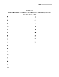 A Z Documentary Video Text Chart