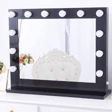 Dim lighting makes applying makeup a messy process, and combining that with morning brain fog can leave you with a major problem. Amazon Com Chende Hollywood Vanity Mirror With Light Lighted Makeup Dressing Table Vanity Set Mirrors With Dimmer Tabletop Or Wall Mounted Vanity 14 Led Bulbs Included Black