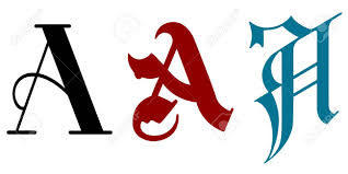 Calligraphy is an ancient writing technique using flat edged pens to create artistic lettering using thick and the height of calligraphy was reached in the middle age, where monks developed the narrow. The Letter A In Three Different Calligraphy Styles Royalty Free Cliparts Vectors And Stock Illustration Image 109796481