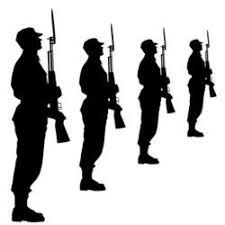 Silhouette Soldiers During A Military Parade Vector Illustratio Soldier Silhouette Military