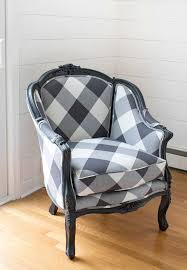 Black And White Buffalo Check Chair Reupholstered Chair In Black And White Buffalo Check Love Reupholsterchair Reupholster Chair Reupholster Reupholster Furniture