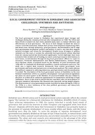 Pdf Local Government System In Zimbabwe And Associated Challenges Synthesis And Antithesis