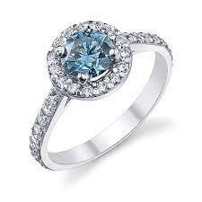 Blue Stone Ring With Diamonds Timeless Halo Ring With 63ct Lab Grown Fancy Vivid Blue Colored Diamond Jewelry Blue Diamond Engagement Ring Blue Diamond Ring