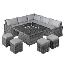 Nova Deluxe Cambridge Outdoor Rattan Corner Dining Set Fire Pit Garden Table Sofa With Sto Outdoor Furniture Sets Rattan Furniture Set Furniture Sofa Set