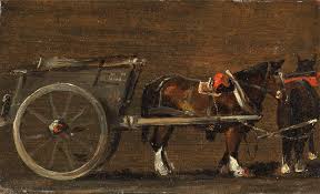 Harness horse the pair team. Horse And Cart A Farm Cart With Two Horses In Harness Painting By Litz Collection
