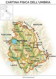 Scegli la regione che ti interessa dal menù a sinistra e guarda come appaiono sulla cartina d'italia le regioni confinanti. Cartina Muta Fisica E Politica Dell Umbria Da Stampare Umbria Mappe Illustrate Mappa Dell Italia