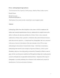 Pdf Power Anthropological Approaches To