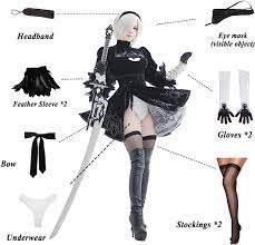 Amazon.com: HNZQE Anime Women's Nier Automata Yorha 2b Cosplay Costume  Black Leotard Dress Halloween Outfit Set for Men(3XL-dress) : Clothing,  Shoes & Jewelry
