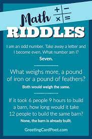 Math Riddles For The Best And Brightest And Those Who Want To Be In 2021 Math Riddles Math Riddles Brain Teasers Math Jokes
