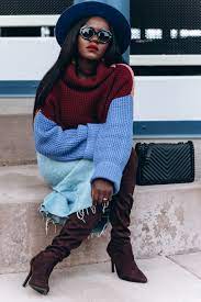 Oversized Sweater Denim Skirt Friscloset Outfits With Hats Fedora Hat Outfit Fall Black Women Hat Fashion Women