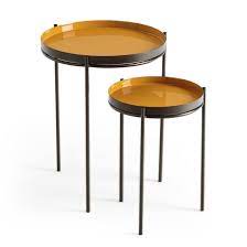 Setting a ceramic table lamp on a metal nesting table fuses sleek minimalism with warm white light. Set Of 2 Picabea Nesting Side Tables In Metal Am Pm La Redoute