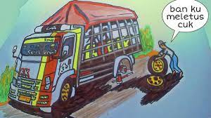 Menggambar mobil truk oleng gosip mod bussid simulator by. Trik Mudah Cara Menggambar Mobil Truk Oleng Ban Meledak Belajar Mengambar Animasi Youtube