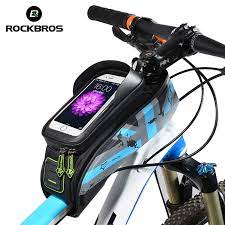 rockbros mtb road bicycle bike bags touch screen cycling top front tube frame saddle bags for 5 8 6 0 mountain bike accessories bicycle bag road bicycle bikes