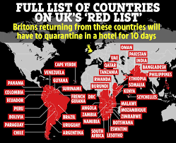 Travellers returning to the uk from 33 red list countries will be sent to quarantine hotelscredit: Green List Countries Announcement Live Spain And Greece Not Given Quarantine Free Status As Portugal Given Go Ahead
