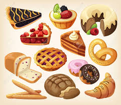 Ensemble De Tartes Et De Produits A Base De Farine De Boulangerie Ou De Patisserie Recette Illustree Illustration Dessert Dessins D Aliments