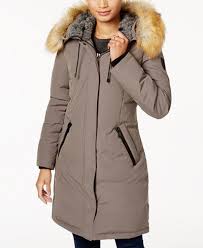 فينس كاموتو فو الفراء تقليم مقنع أسفل باركا Down Parka Parka Coat Women Parka