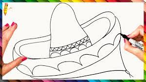 How To Draw A Mexican Hat Step By Step Mexican Hat Drawing Easy Hat Drawing Easy Drawings Mexican Hat