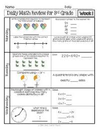 3rd Grade Daily Math Spiral Review Week 1 Freebie Full Year Coming Soon Math Spiral Review Spiral Math Daily Math