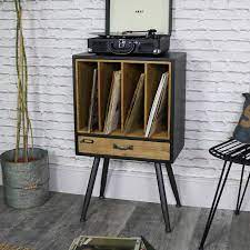 The shelves are extra thick so you don't have to worry about any mishaps. Industrial Retro Vinyl Storage Cabinet Melody Maison