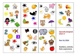 Basic Words Spot It Game English Esl Powerpoints For Distance Learning And Physical Classrooms Kids English It Game Kids Cards
