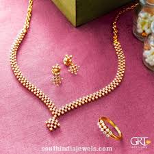 Simple Diamond Necklace Set From Grt Jewellers South India Jewels Diamond Necklace Set Diamond Necklace Simple Diamond Necklace Designs