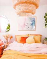 Earthy Boho Vibes Bedroom Inspired By A Golden Sunset Rattan Pampas Grass Interior In 2020 Beach Theme Bedroom Decor Beach Themed Bedroom Unique House Design