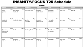 insanity t25 hybrid workout calendar