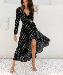 Black White Polka Dot Midi Dress Women Zulily Zulilyfinds Polka Dot Maxi Dresses Spring Dresses Casual Vacation Maxi Dress