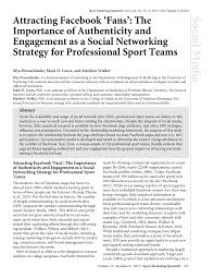 Pdf Attracting Facebook Fans The Importance Of Authenticity And Engagement As A Social Networking Strategy For Professional Sport Teams