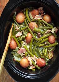 Drain the grease off the beef. Slow Cooker Green Beans With Bacon Potatoes Simply Happy Foodie