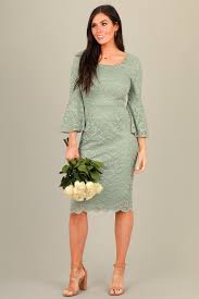 The April Is An Absolutely Beautiful Romantic Full Lace Dress Sheath Pencil Style S Knee Length Bridesmaid Dresses Sage Green Dress Green Dress With Sleeves