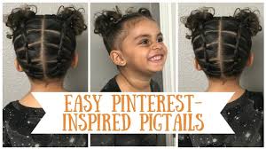 Here are some easy hairstyles that can help you to pull off her spiral tresses. Easy Beginner Pinterest Inspired Pigtail Hairstyle Tutorial For Curly Short Biracial Toddler In Toddler Curly Hair Pigtail Hairstyles Toddler Hairstyles Girl