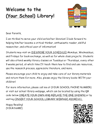 Library Welcome Letter Sample Docx Google Drive Elementary School Library School Library Lessons School Library