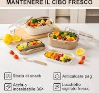 Lille Home 920ml Contenitore per il pranzo Bento, in acciaio inox, con  scomparto Tiffin, portapranzo/snack, contenitore per alimenti con borsa per  il ...