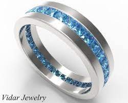 White Gold Blue Diamond Mens Wedding Band Etsy Fancy Brown Diamond Mens Rings Wedding Diamond Mens Diamond Wedding Bands